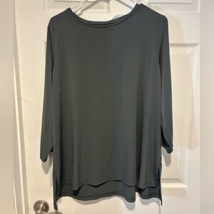 Susan Graver Liquid Knit Charcoal Gray High-Low Top